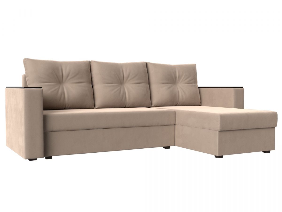 117033 Диван угловой Атланта Лайт Б-С правый угол | велюр | бежевый
