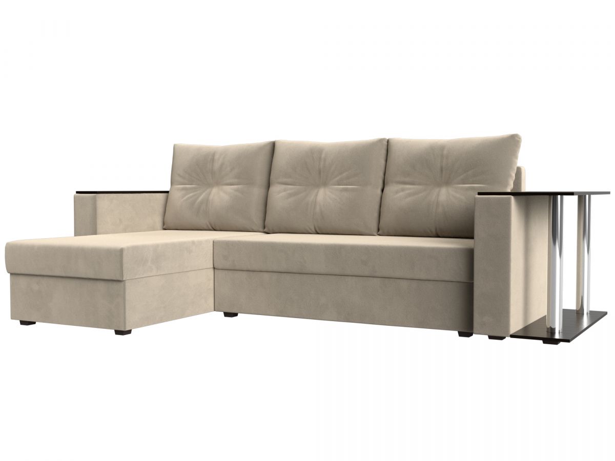 112500L Диван угловой Атланта Лайт левый угол | микровельвет | бежевый