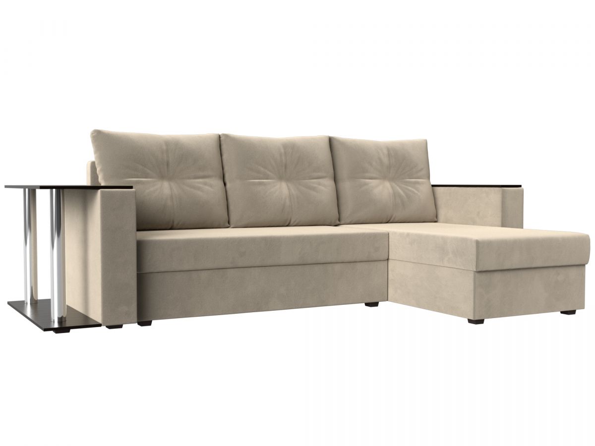 112500 Диван угловой Атланта Лайт правый угол | микровельвет | бежевый