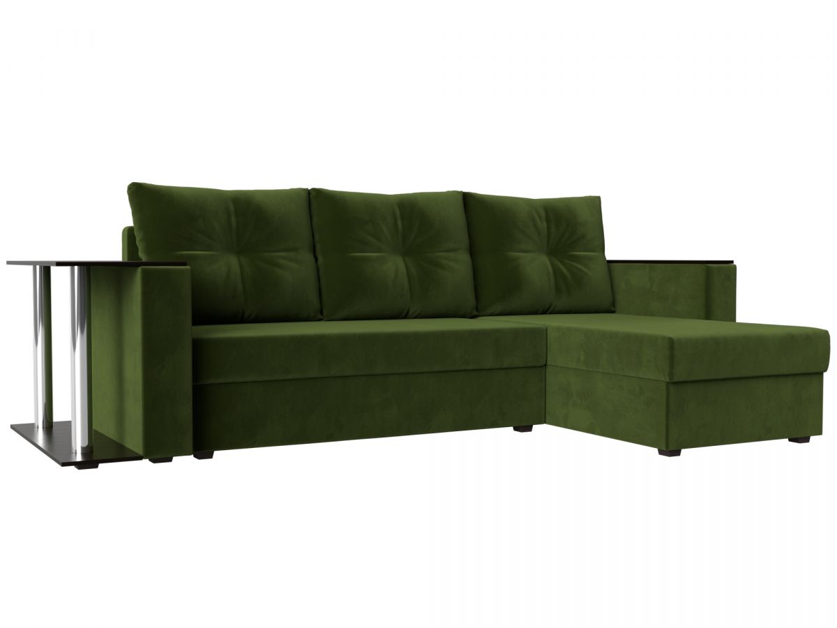 112503 Диван угловой Атланта Лайт правый угол | микровельвет | зеленый