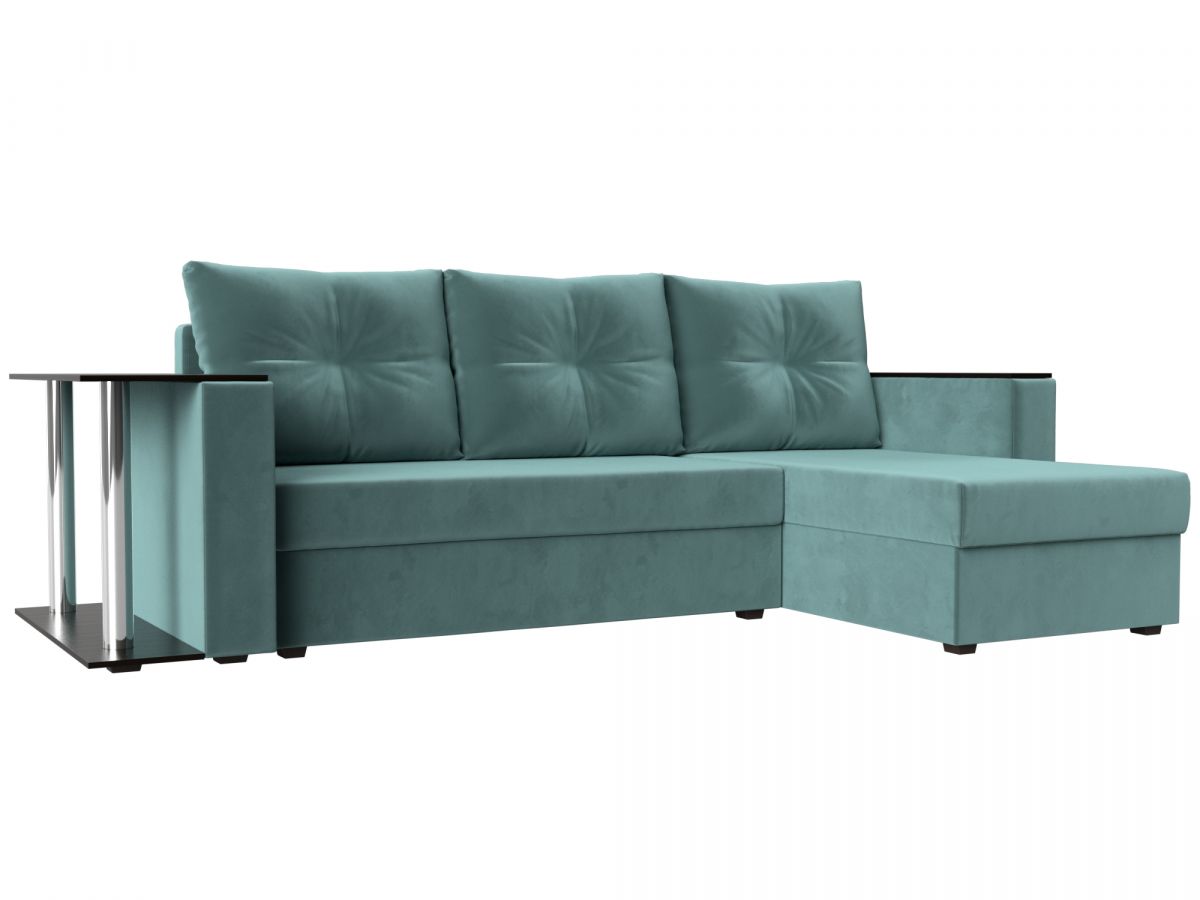 112493 Диван угловой Атланта Лайт правый угол | велюр | бирюзовый