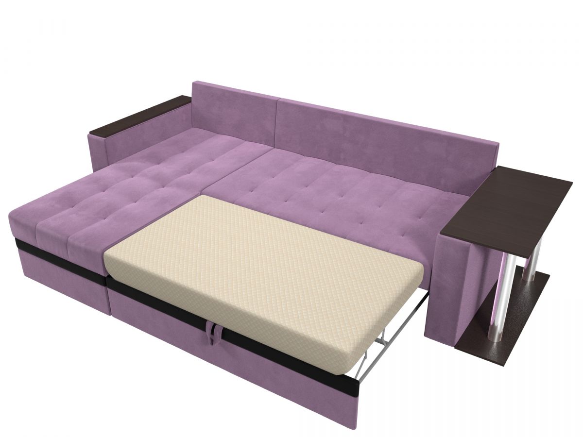105550L Диван угловой Атланта М левый угол | микровельвет | сиреневый, коричневый