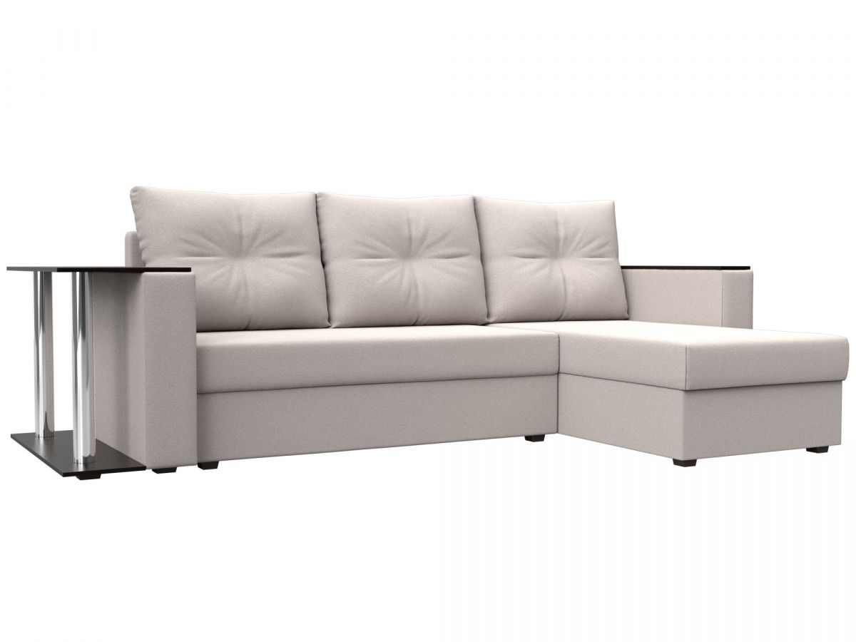 127833 Диван угловой Атланта со столом правый угол | замша | joly 05 бежевый