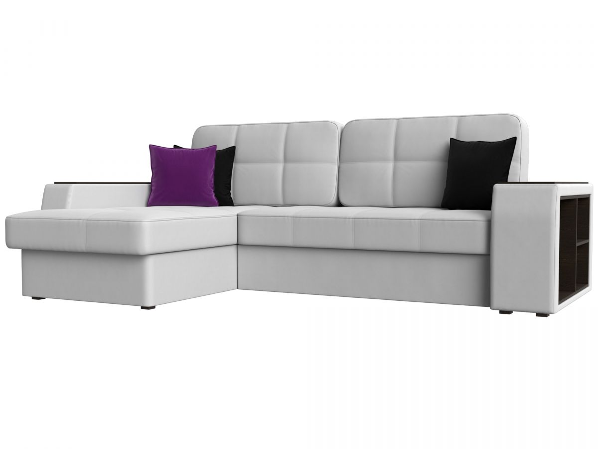 29395L Диван угловой Брюссель левый угол | экокожа | белый, черный