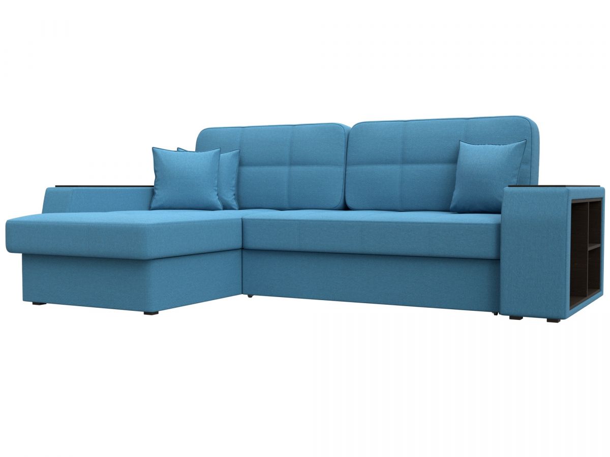 125969L Диван угловой Брюссель левый угол | рогожка | амур голубой