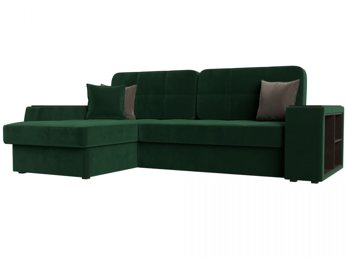 110650L Диван угловой Брюссель левый угол | велюр | зеленый, коричневый