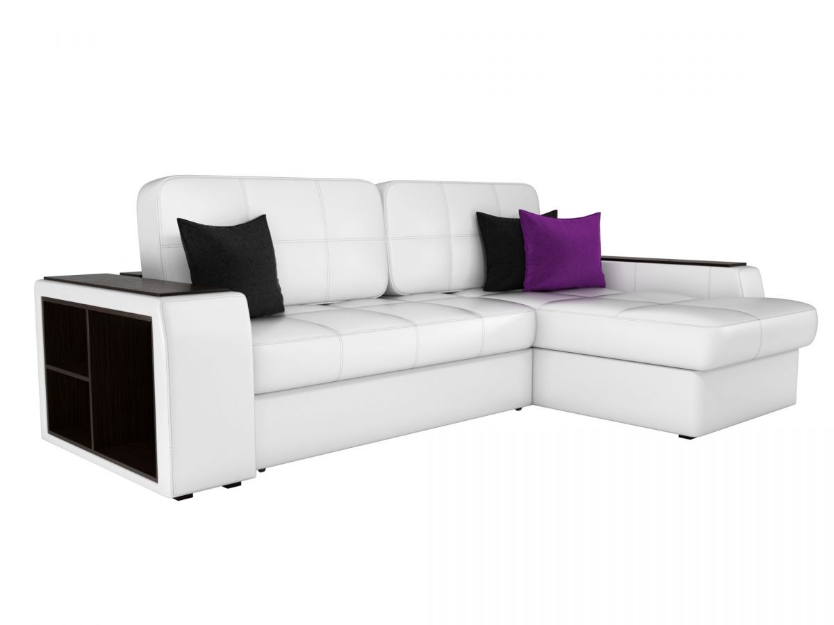 29395 Диван угловой Брюссель правый угол | экокожа | белый, черный