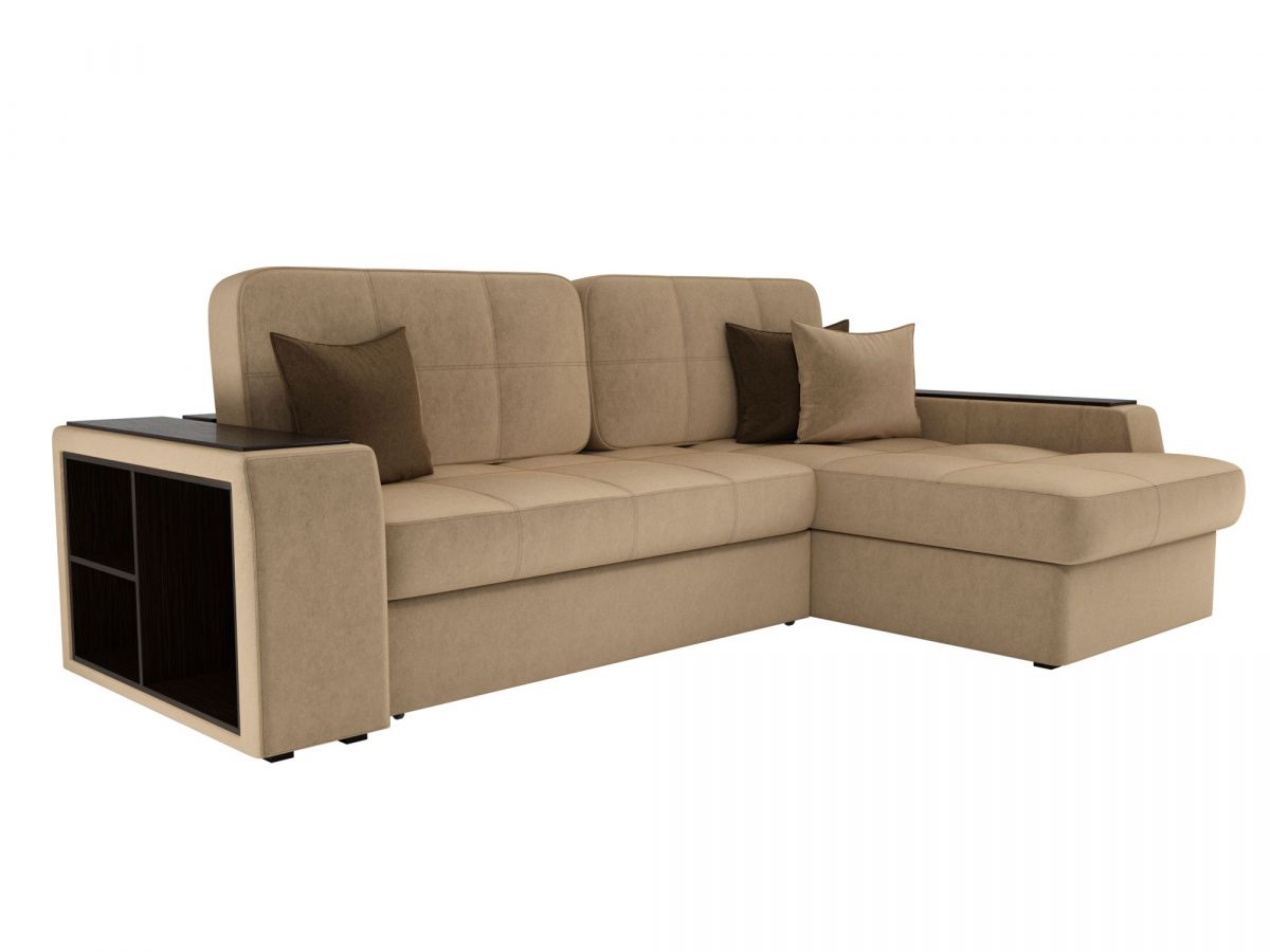 29386 Диван угловой Брюссель правый угол | микровельвет | бежевый, коричневый