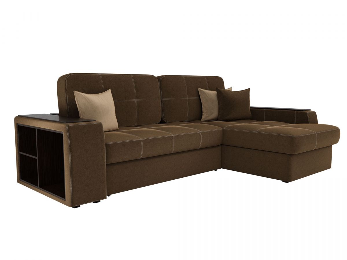 29388 Диван угловой Брюссель правый угол | микровельвет | коричневый, бежевый