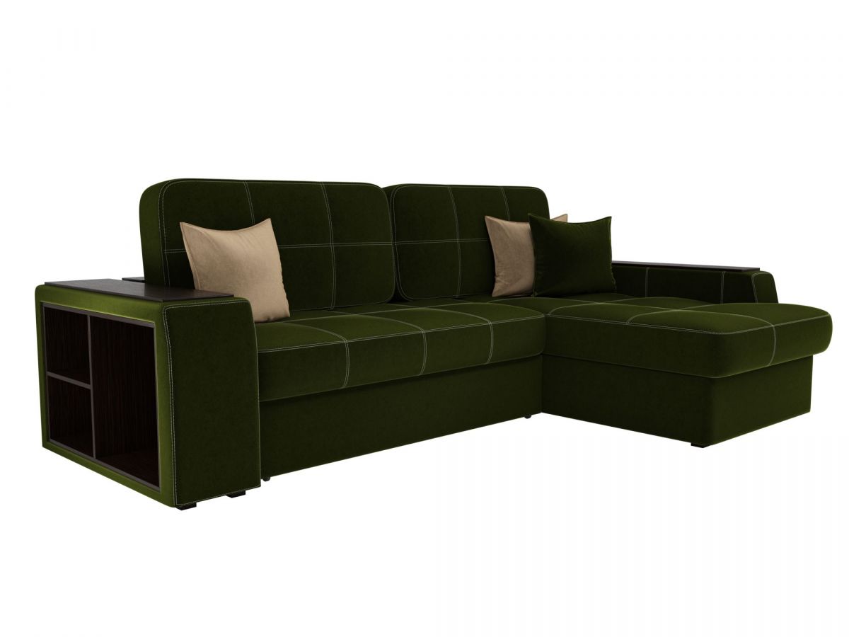 29387 Диван угловой Брюссель правый угол | микровельвет | зеленый, бежевый