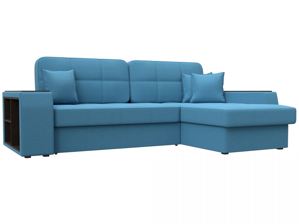 125969 Диван угловой Брюссель правый угол | рогожка | амур голубой