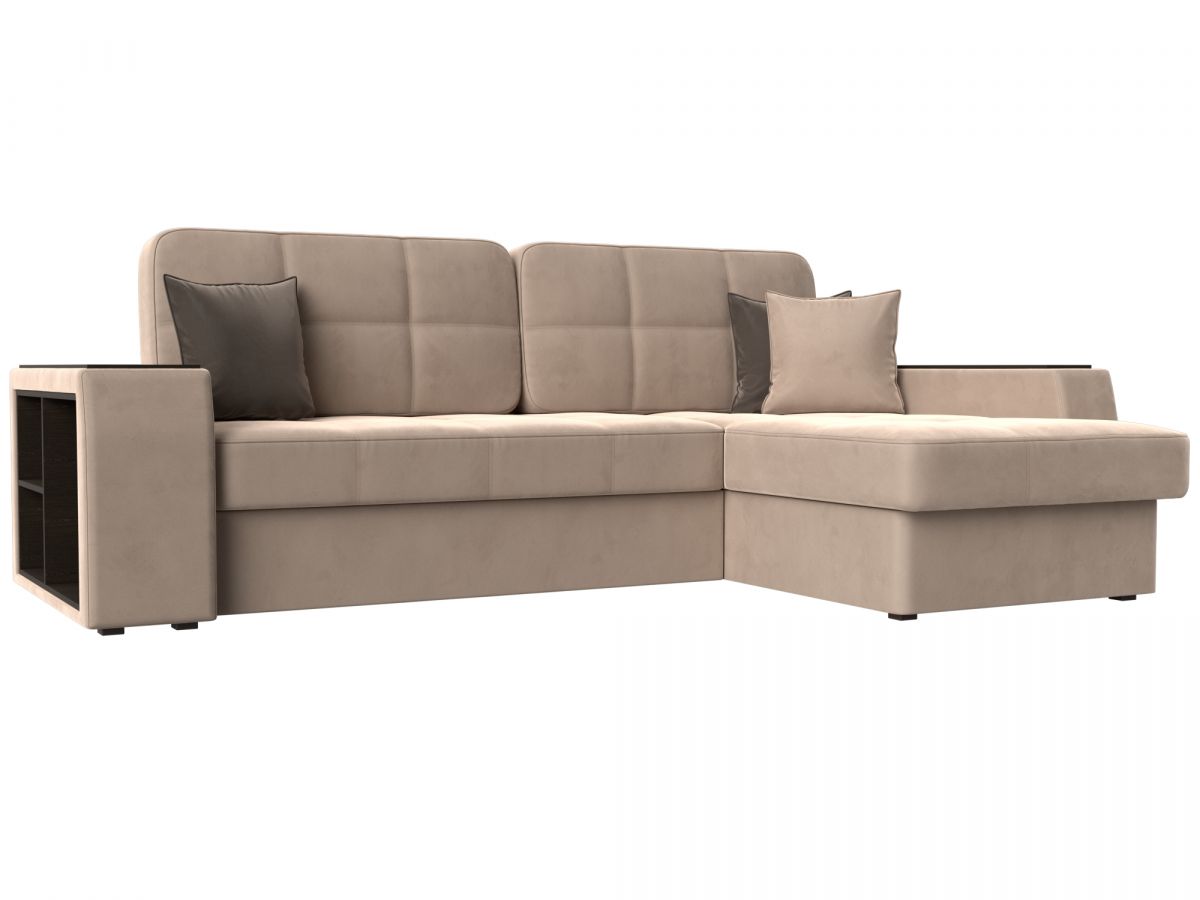110647 Диван угловой Брюссель правый угол | велюр | бежевый, коричневый