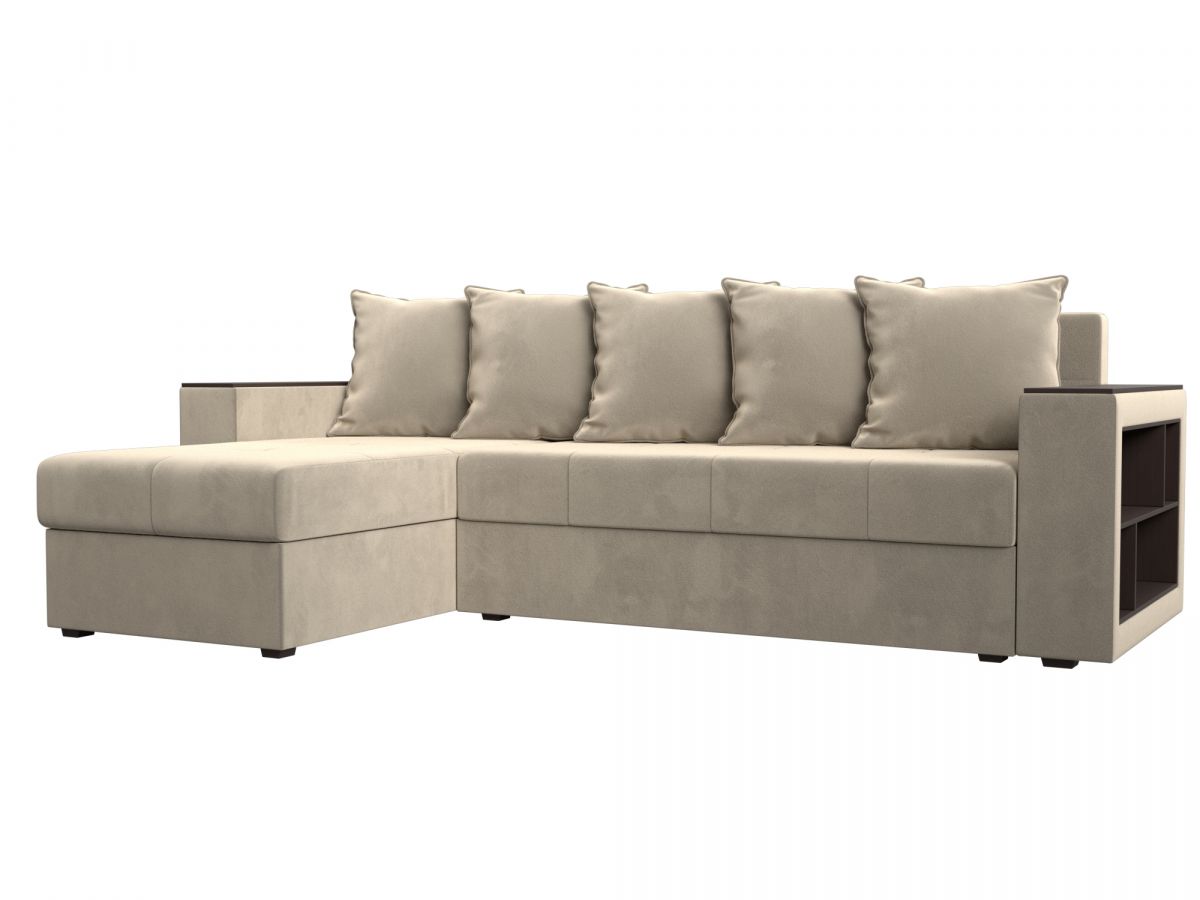 114163L Диван угловой Дубай Лайт левый угол | микровельвет | бежевый