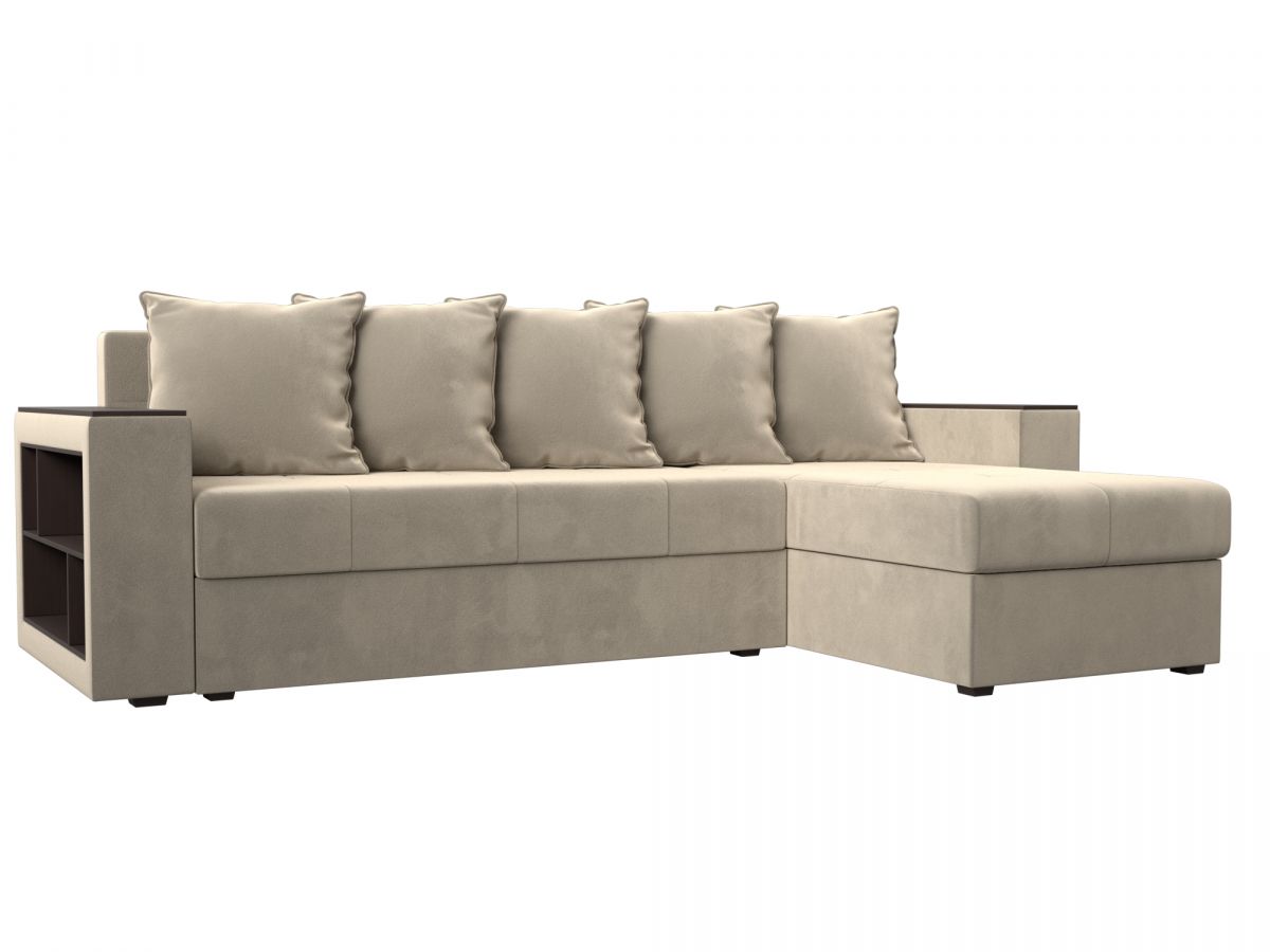 114163 Диван угловой Дубай Лайт правый угол | микровельвет | бежевый