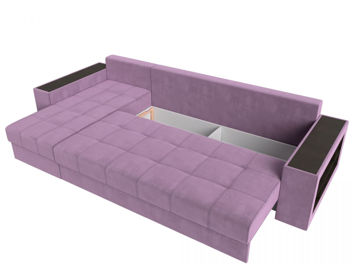 110478L Диван угловой Дубай левый угол | микровельвет | сиреневый