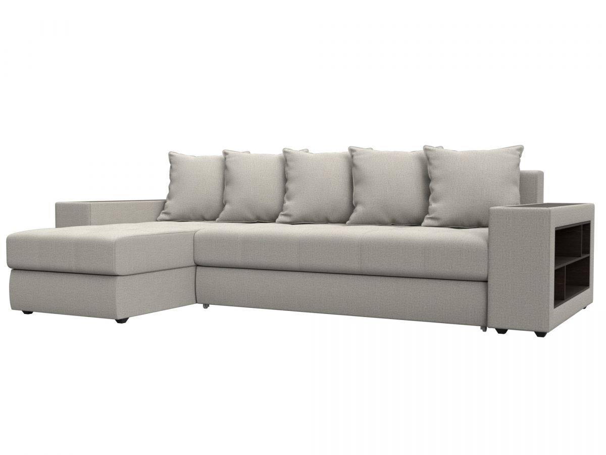 125396L Диван угловой Дубай левый угол | рогожка | амур бежевый