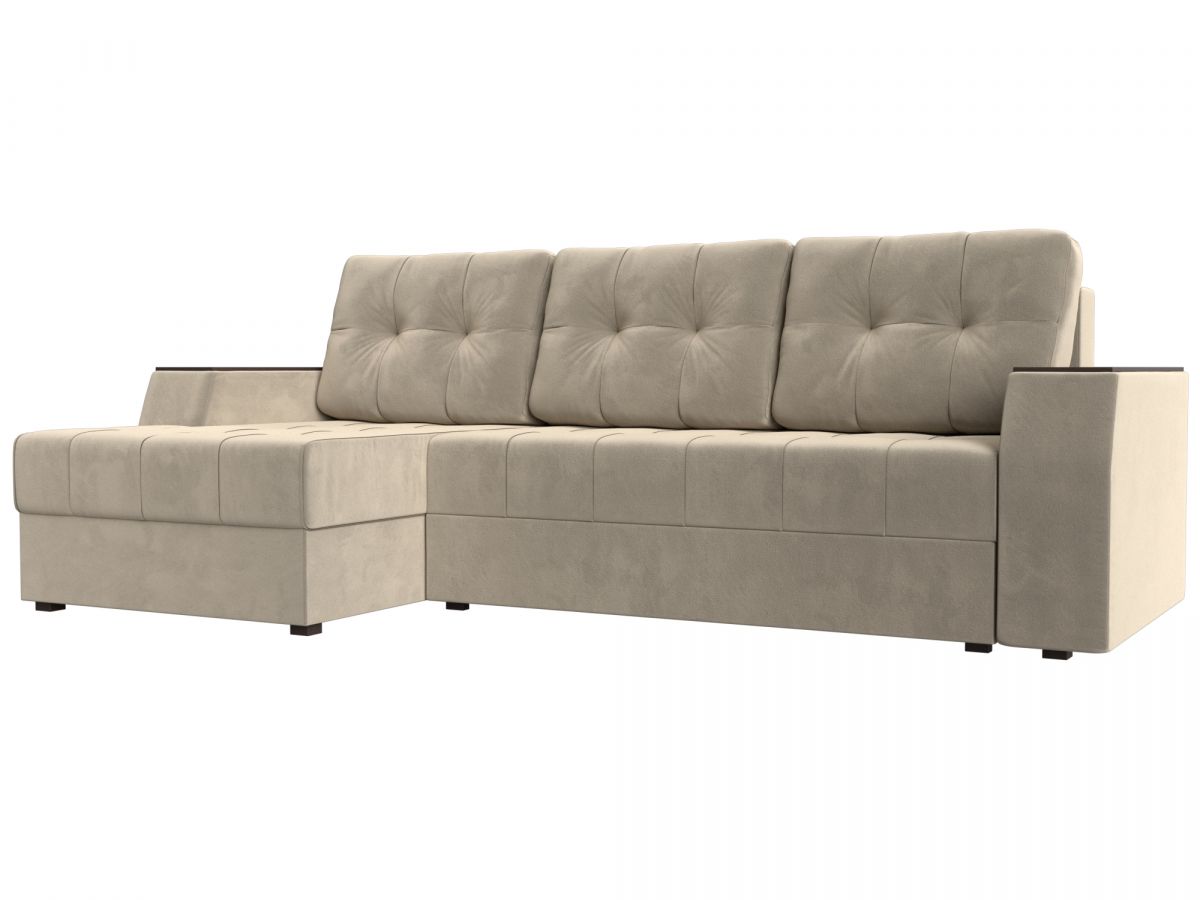 110413L Диван угловой Эмир БС левый угол | микровельвет | бежевый