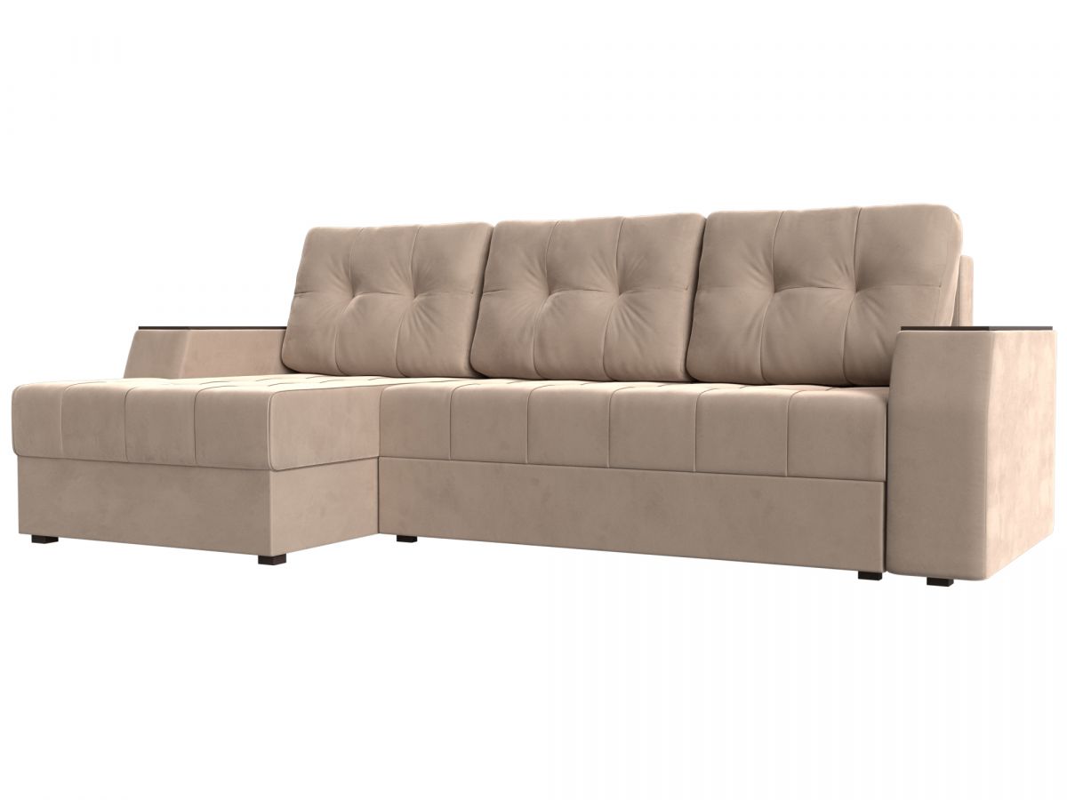 110439L Диван угловой Эмир БС левый угол | велюр | бежевый