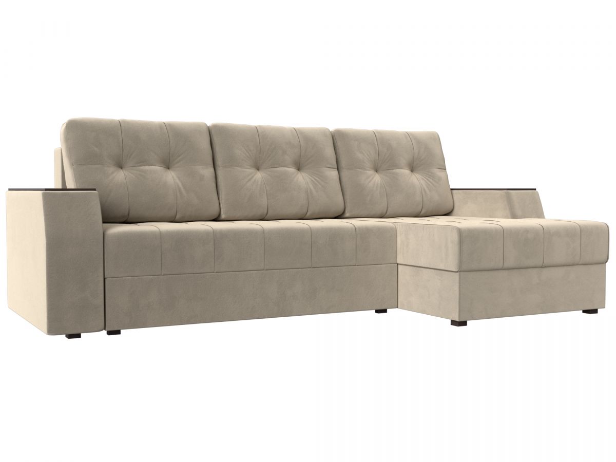 110413 Диван угловой Эмир БС правый угол | микровельвет | бежевый