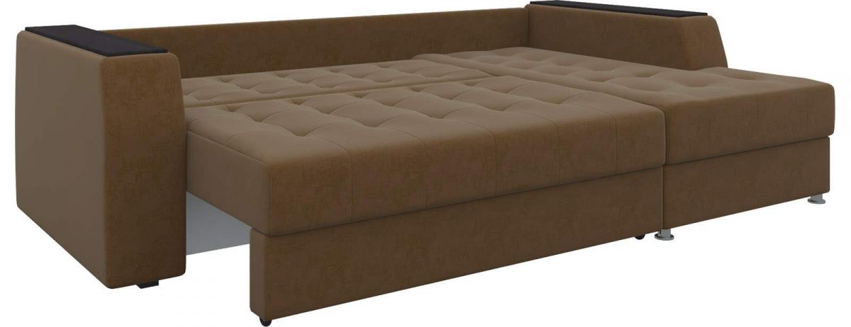 28406 Диван угловой Эмир БС правый угол | микровельвет | коричневый