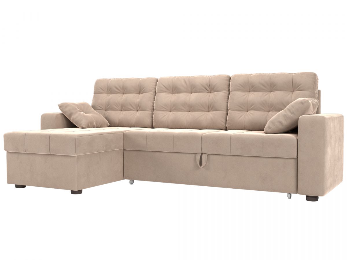 109759L Диван угловой Камелот левый угол | велюр | бежевый