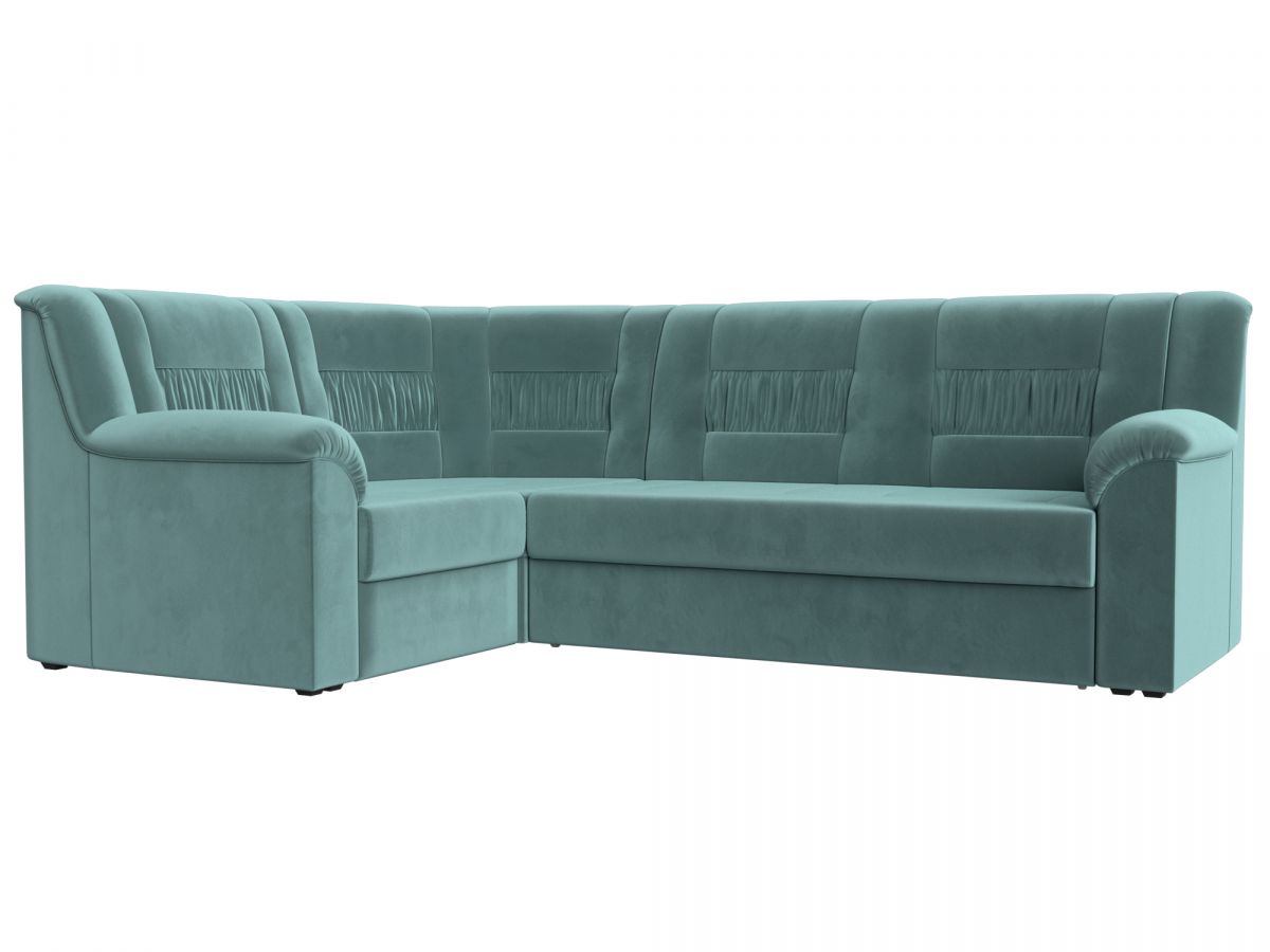 113341L Диван угловой Карелия левый угол | велюр | бирюзовый