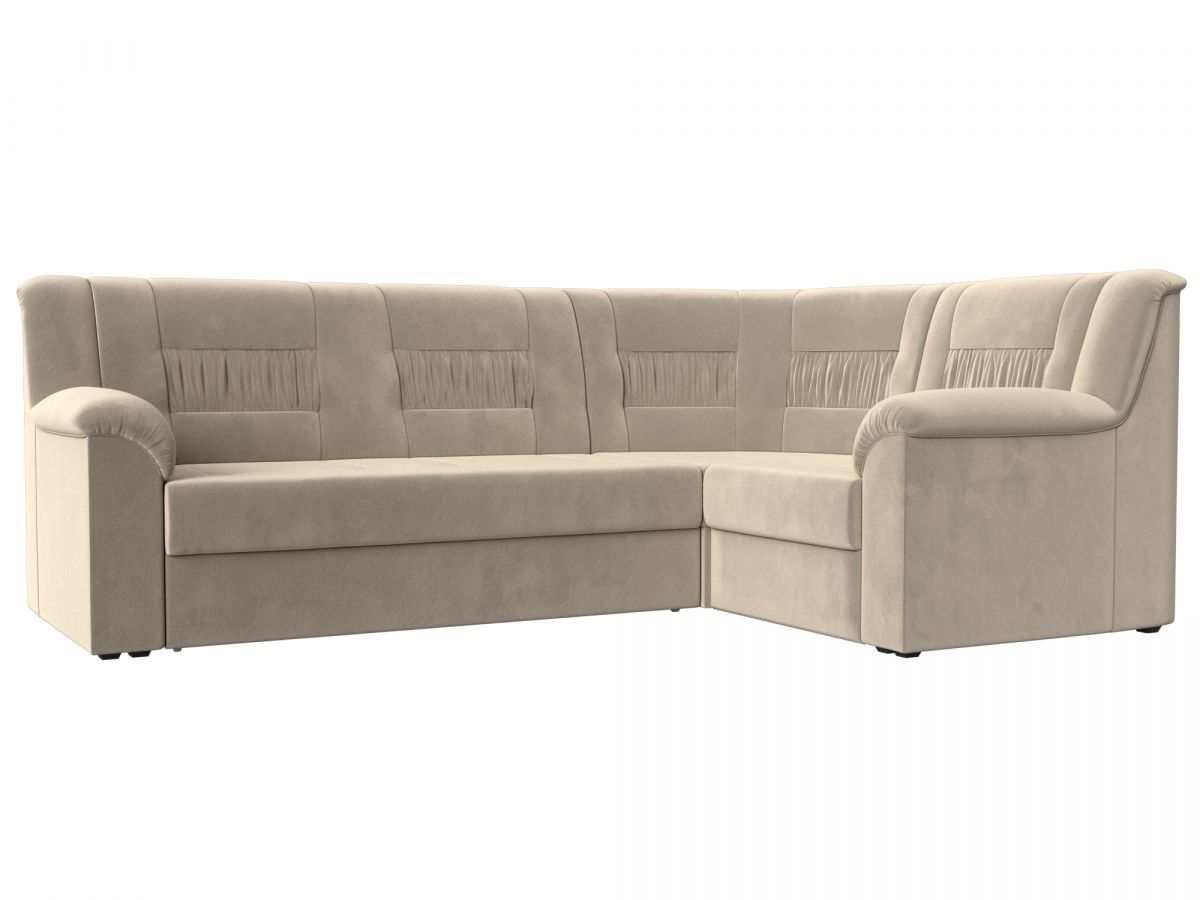 113350 Диван угловой Карелия правый угол | микровельвет | бежевый