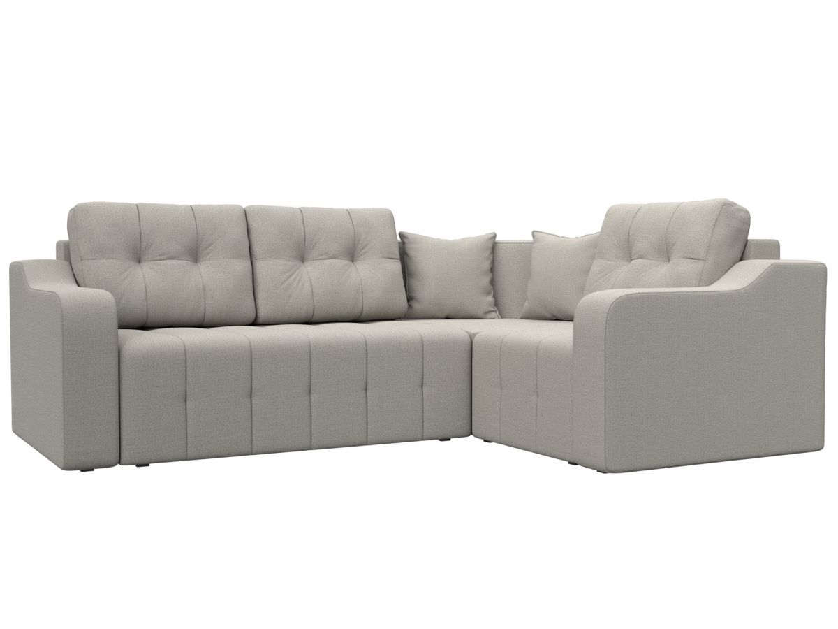 122841 Диван угловой Кембридж правый угол | рогожка | амур бежевый