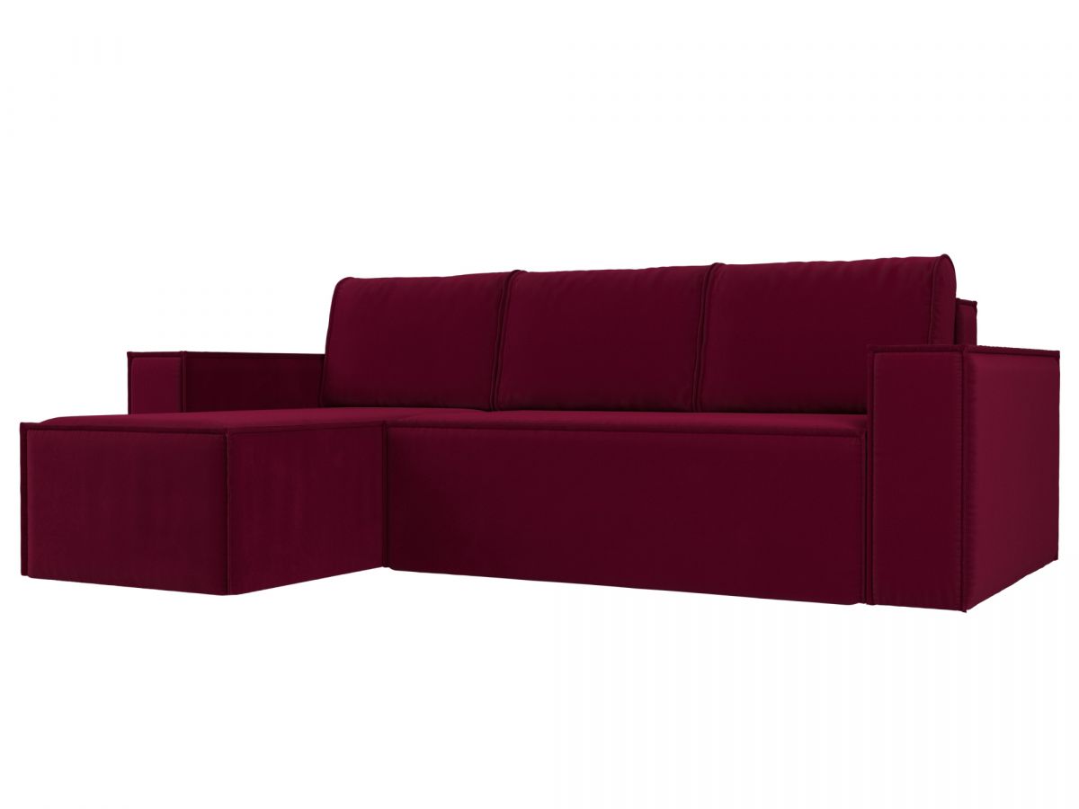 112682L Диван угловой Куба левый угол | микровельвет | бордовый