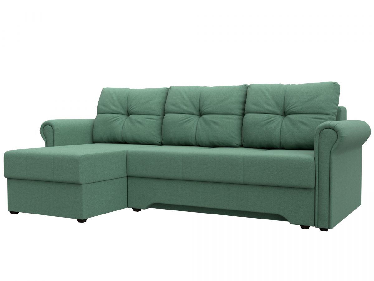 124617L Диван угловой Леон левый угол | рогожка | амур зеленый