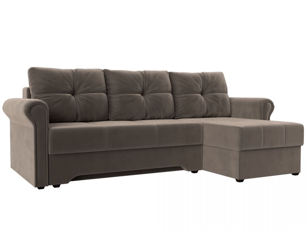 119742 Диван угловой Леон правый угол | велюр | коричневый