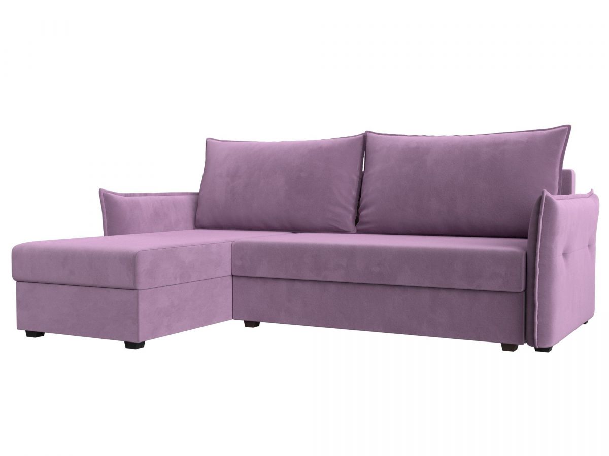 118442L Диван угловой Лига-004 левый угол | микровельвет | сиреневый