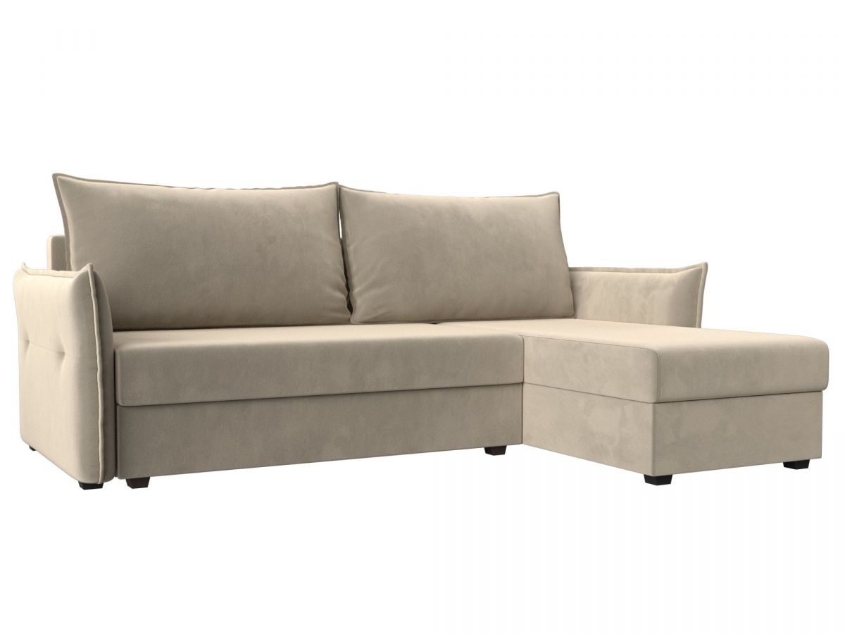 118436 Диван угловой Лига-004 правый угол | микровельвет | бежевый