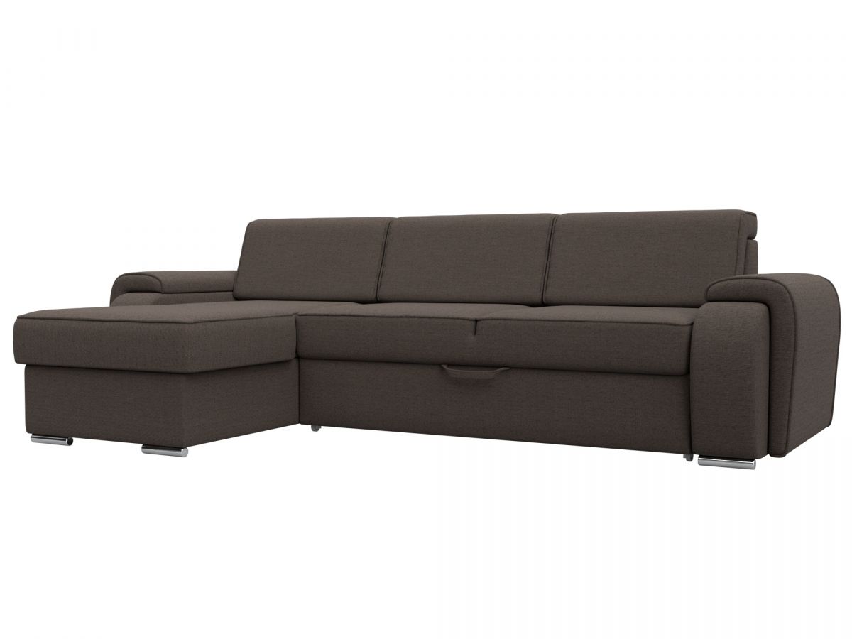 122888L Диван угловой Лига-025 левый угол | рогожка | амур коричневый