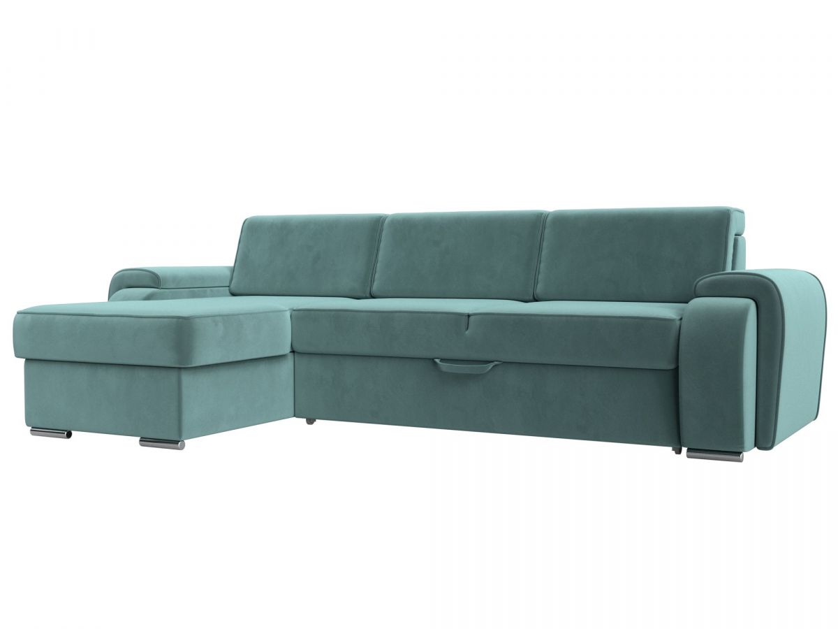 119235L Диван угловой Лига-025 левый угол | велюр | бирюзовый