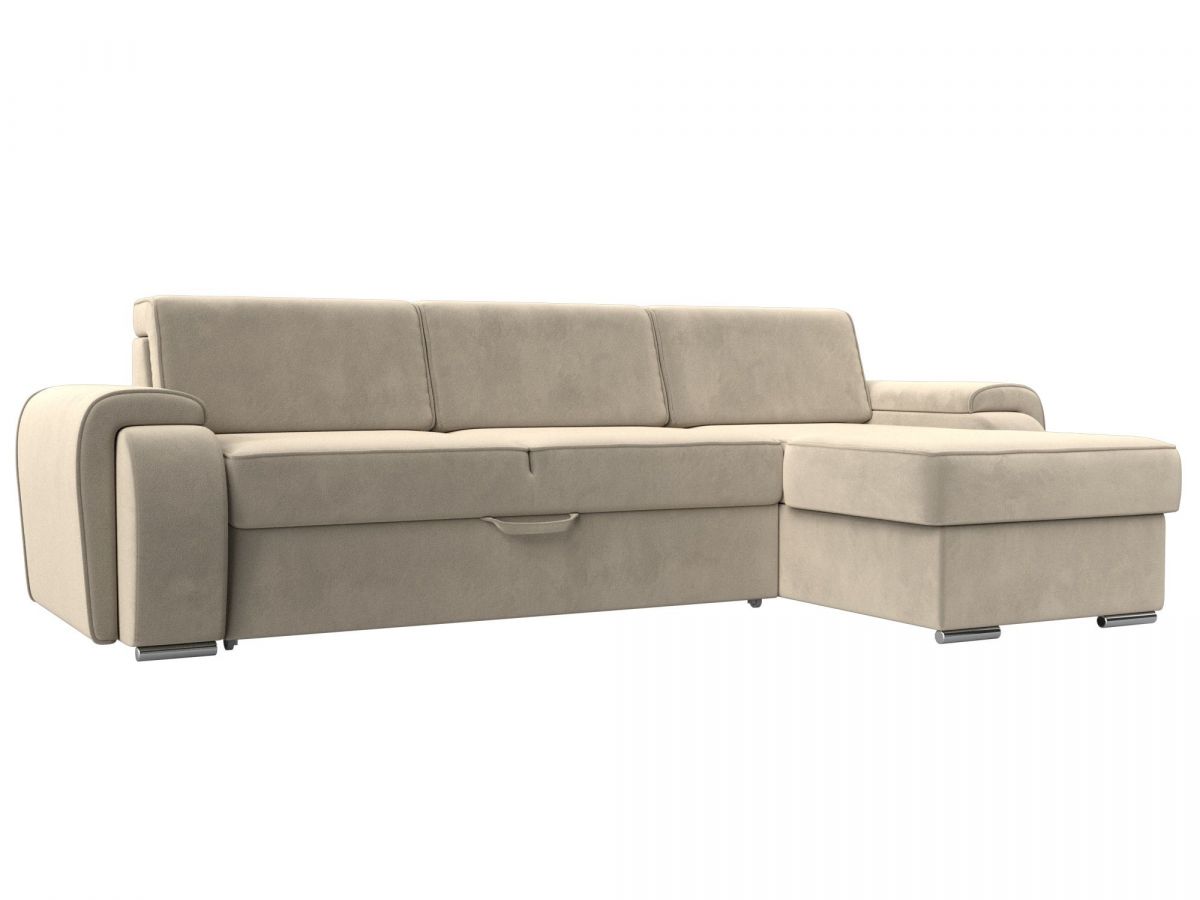 119242 Диван угловой Лига-025 правый угол | микровельвет | бежевый