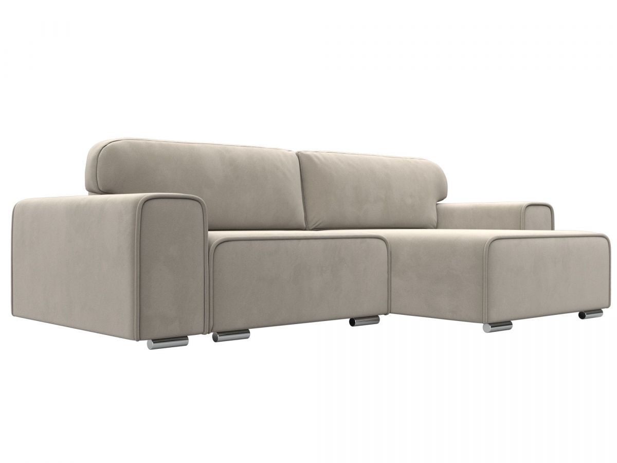 121917 Диван угловой Лига-029 правый угол | микровельвет | бежевый