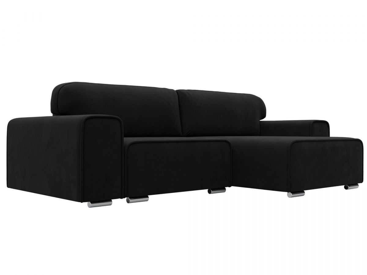 121918 Диван угловой Лига-029 правый угол | микровельвет | черный