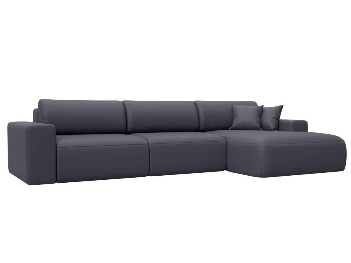 127793 Диван угловой Лига-036 НПБ Классик Лонг правый угол | экокожа | grifon 15 серый