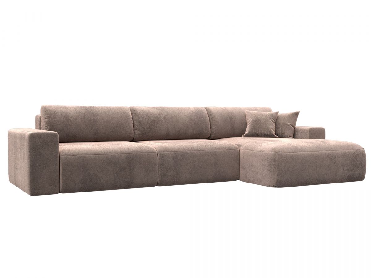 127795 Диван угловой Лига-036 НПБ Классик Лонг правый угол | велюр | tower 05 бежевый