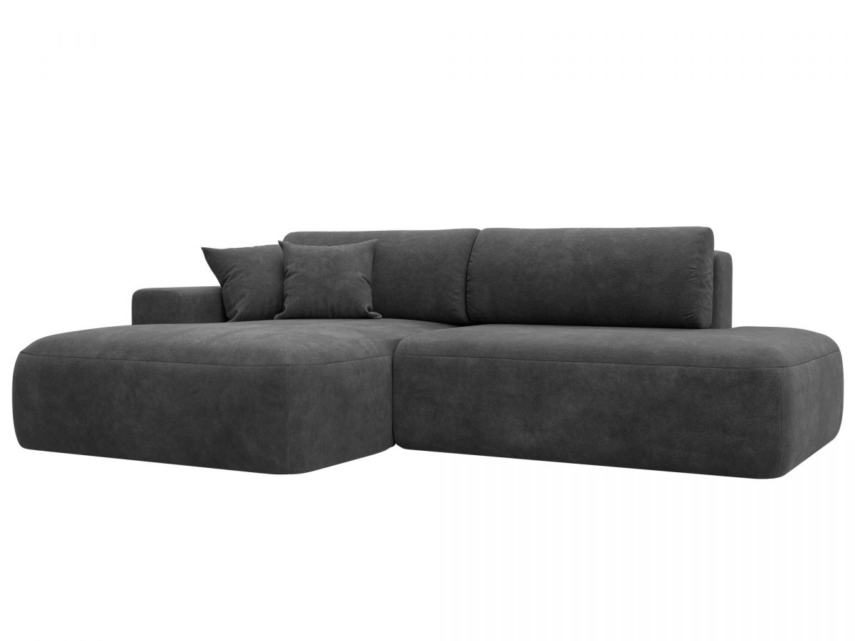 127765L Диван угловой Лига-036 НПБ Модерн левый угол | велюр | brut 16 темно-серый