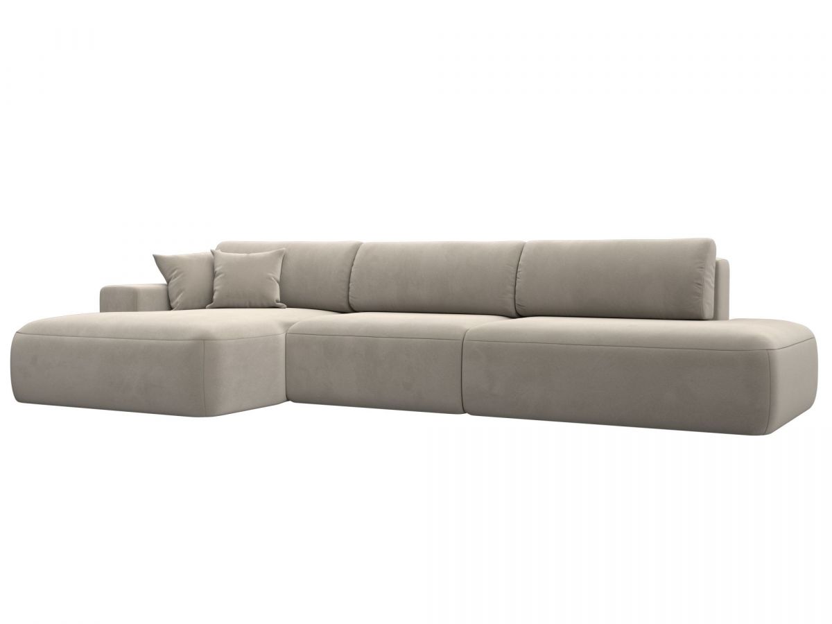 121415L Диван угловой Лига-036 НПБ Модерн Лонг левый угол | микровельвет | бежевый