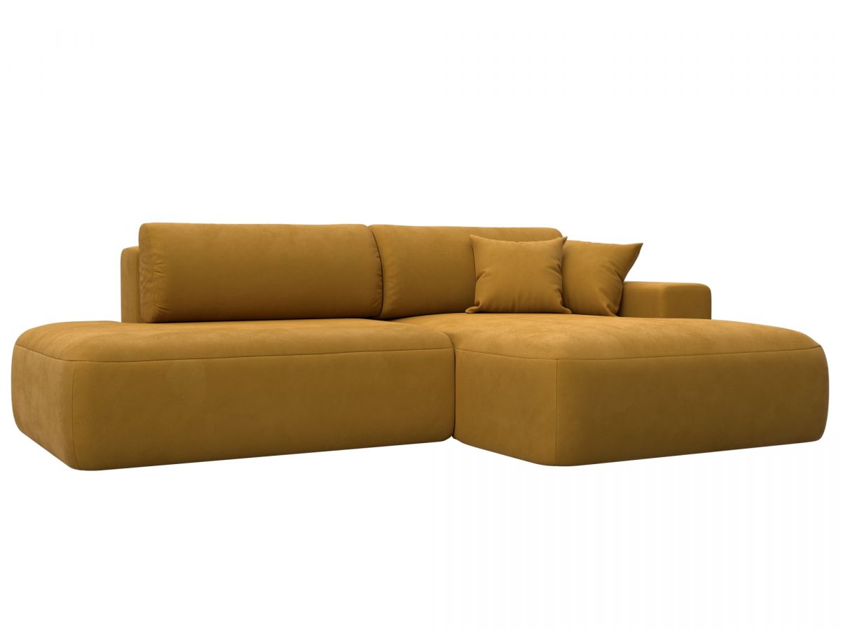 127764 Диван угловой Лига-036 НПБ Модерн правый угол | велюр | brut 10 желтый