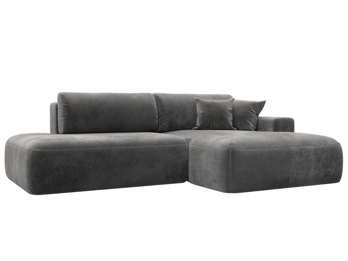 127777 Диван угловой Лига-036 НПБ Модерн правый угол | велюр | tower 10 серый