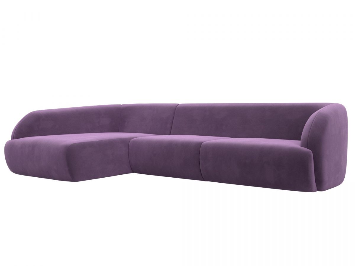 122185L Диван угловой Лига-041 левый угол | микровельвет | сиреневый