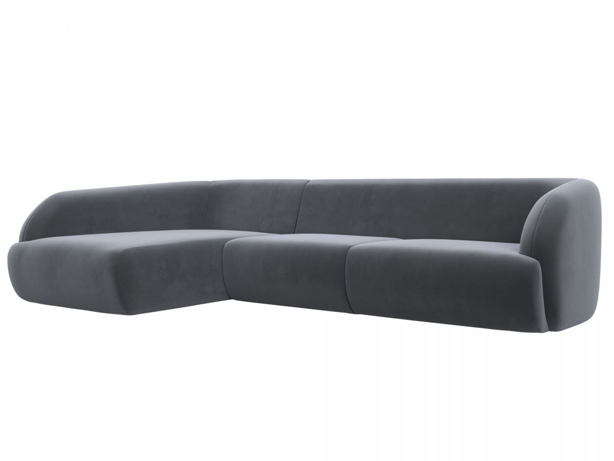 122190L Диван угловой Лига-041 левый угол | велюр | серый