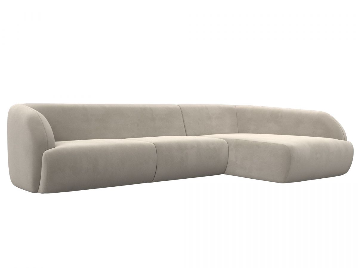 122179 Диван угловой Лига-041 правый угол | микровельвет | бежевый