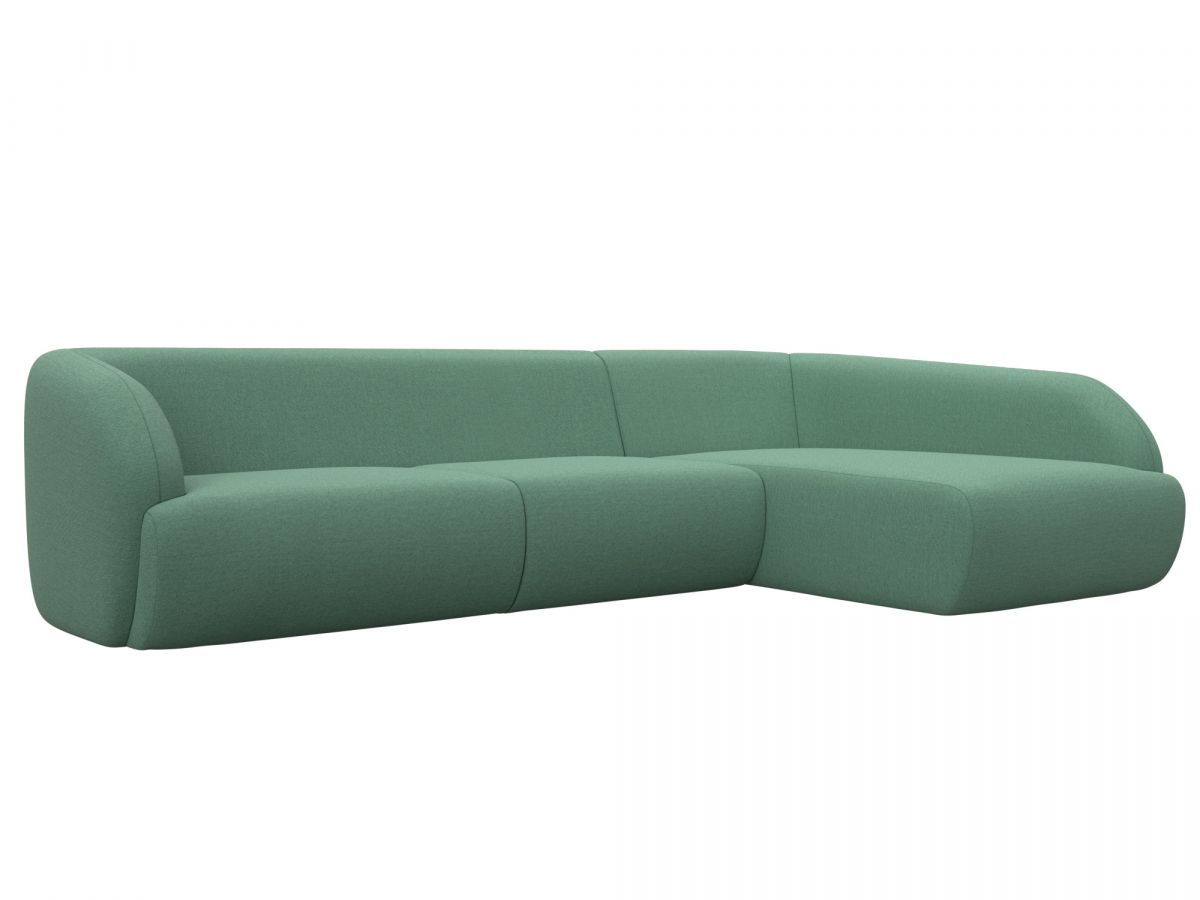 124715 Диван угловой Лига-041 правый угол | рогожка | амур зеленый