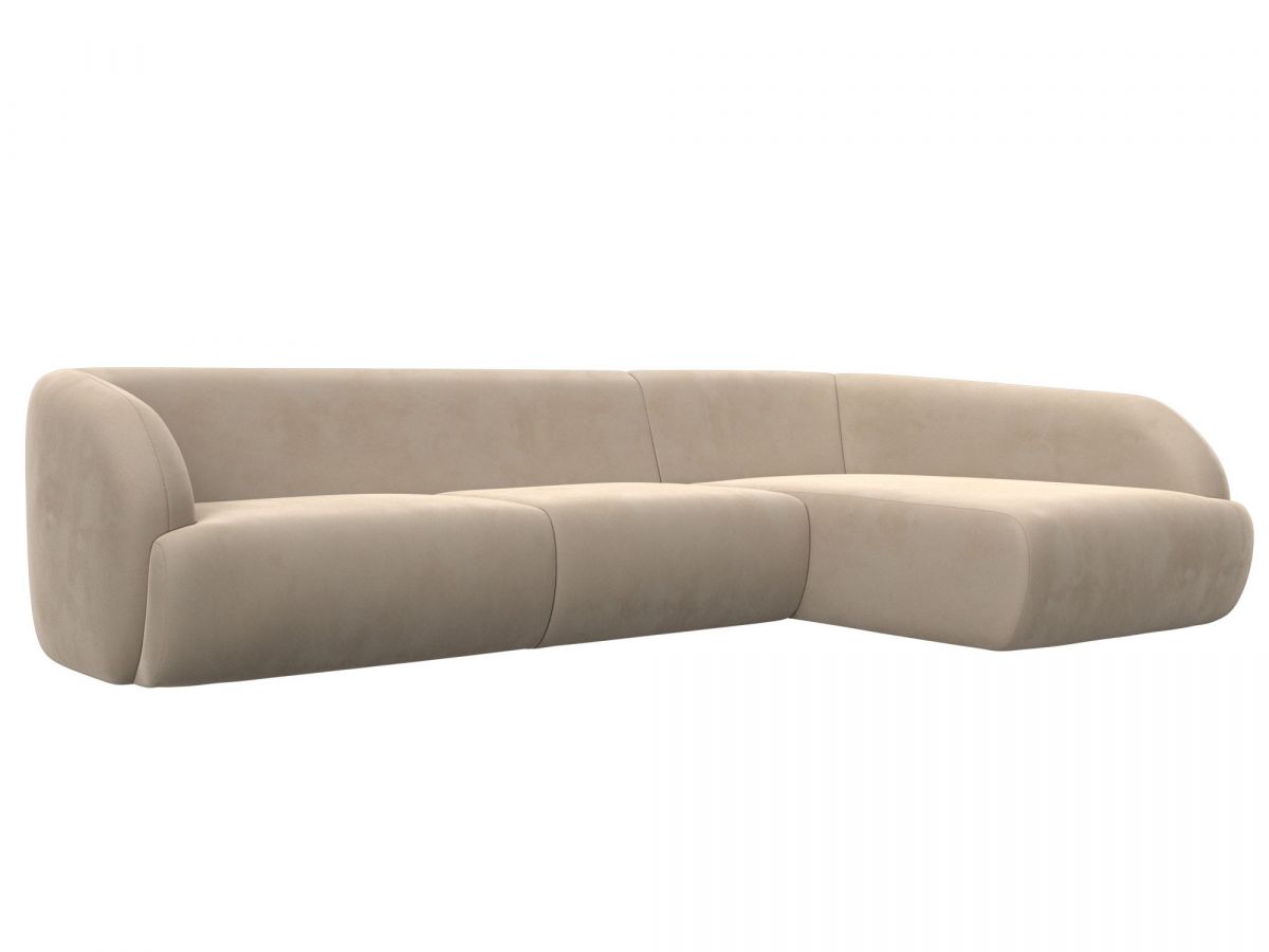 122186 Диван угловой Лига-041 правый угол | велюр | бежевый