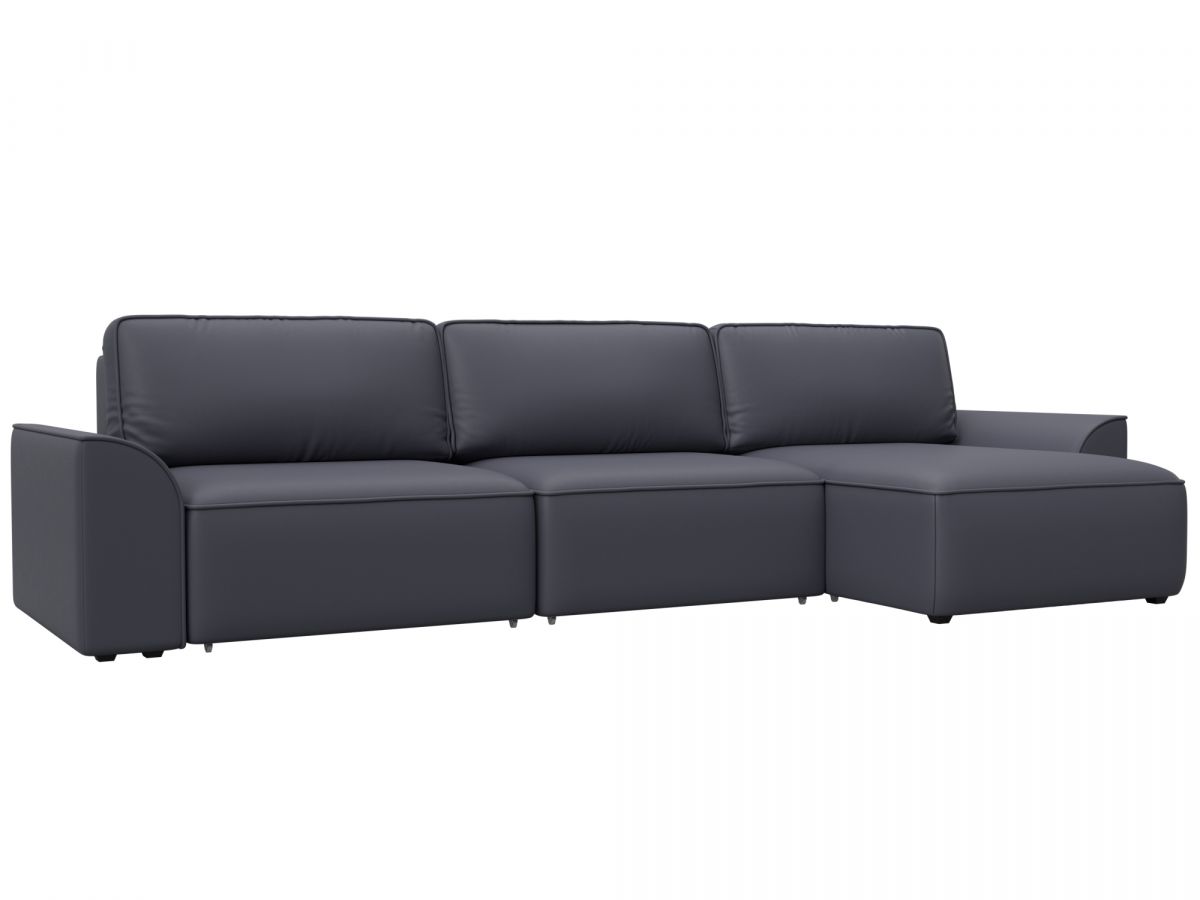 128498 Диван угловой Лига-048 НПБ лонг | экокожа | grifon 15 серый